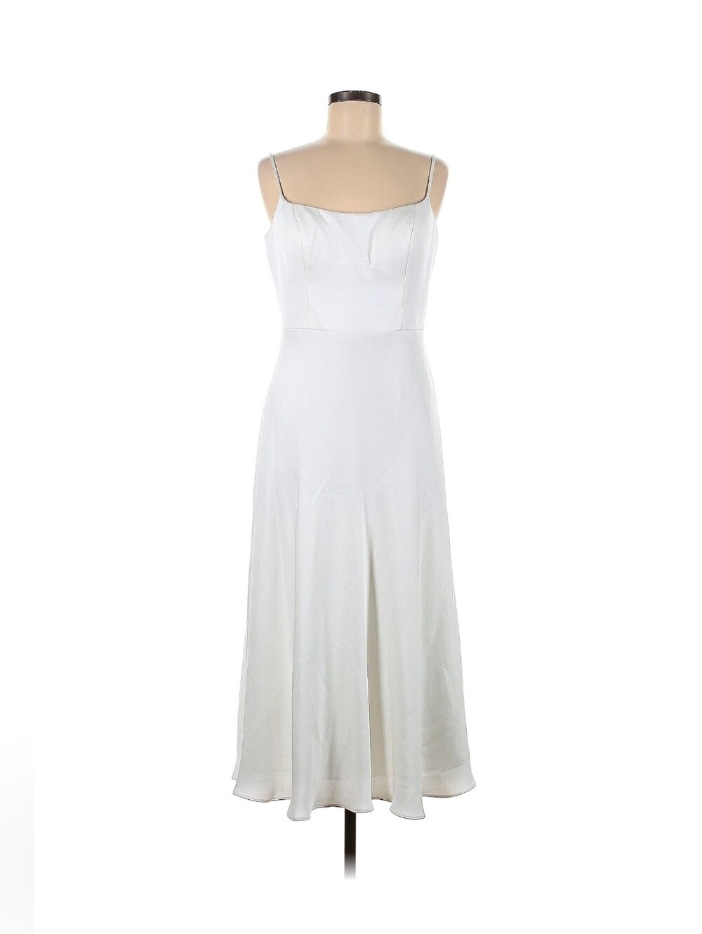 Jenny Yoo White Spaghetti Strap Midi Dress